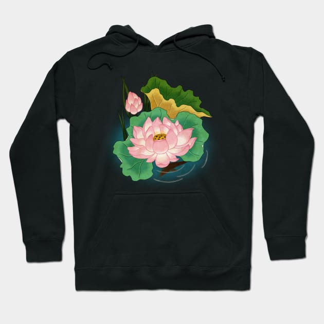 Minhwa: Lotus and Carp C Type (Korean traditional/folk art) Hoodie by koreanfolkpaint